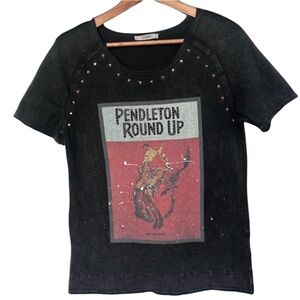 🖤 Delila Texas “Pendleton Round-Up” Studded Graphic Tee